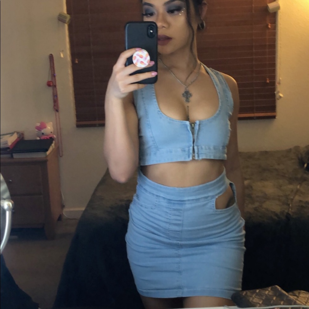 Denim skirt set